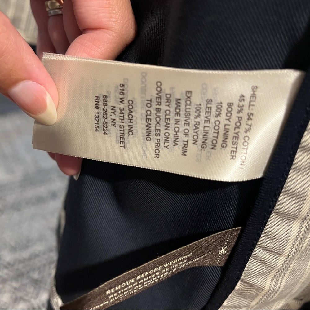 Coach Navy Mid Trench Coat - Picture 6 of 6